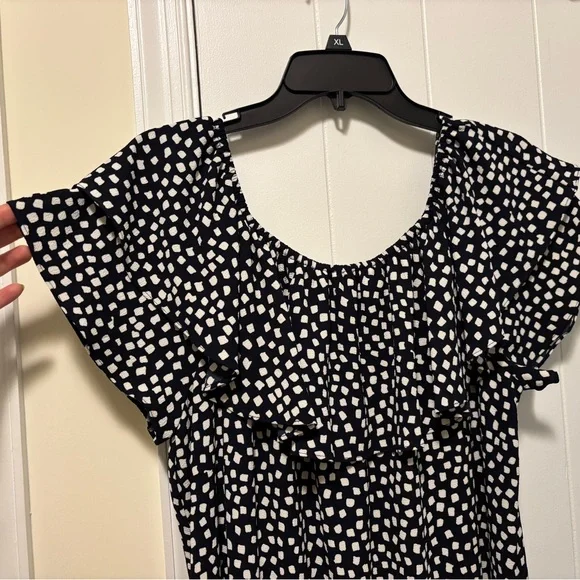 EUC Jessica Howard Ruffle Off-The-Shoulder Mini Shift Dress | Women’s 14 (XL) - Picture 3 of 13